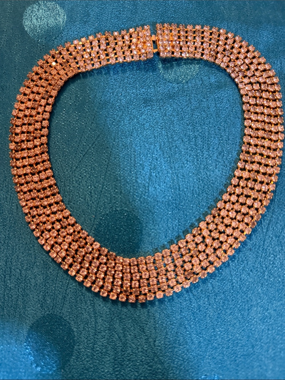 Totally bling out Sparkling Rose Gold Crystal Choker Necklace